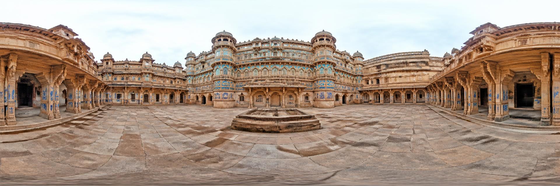 Man Singh Palace courtyard at Gwalior Fort